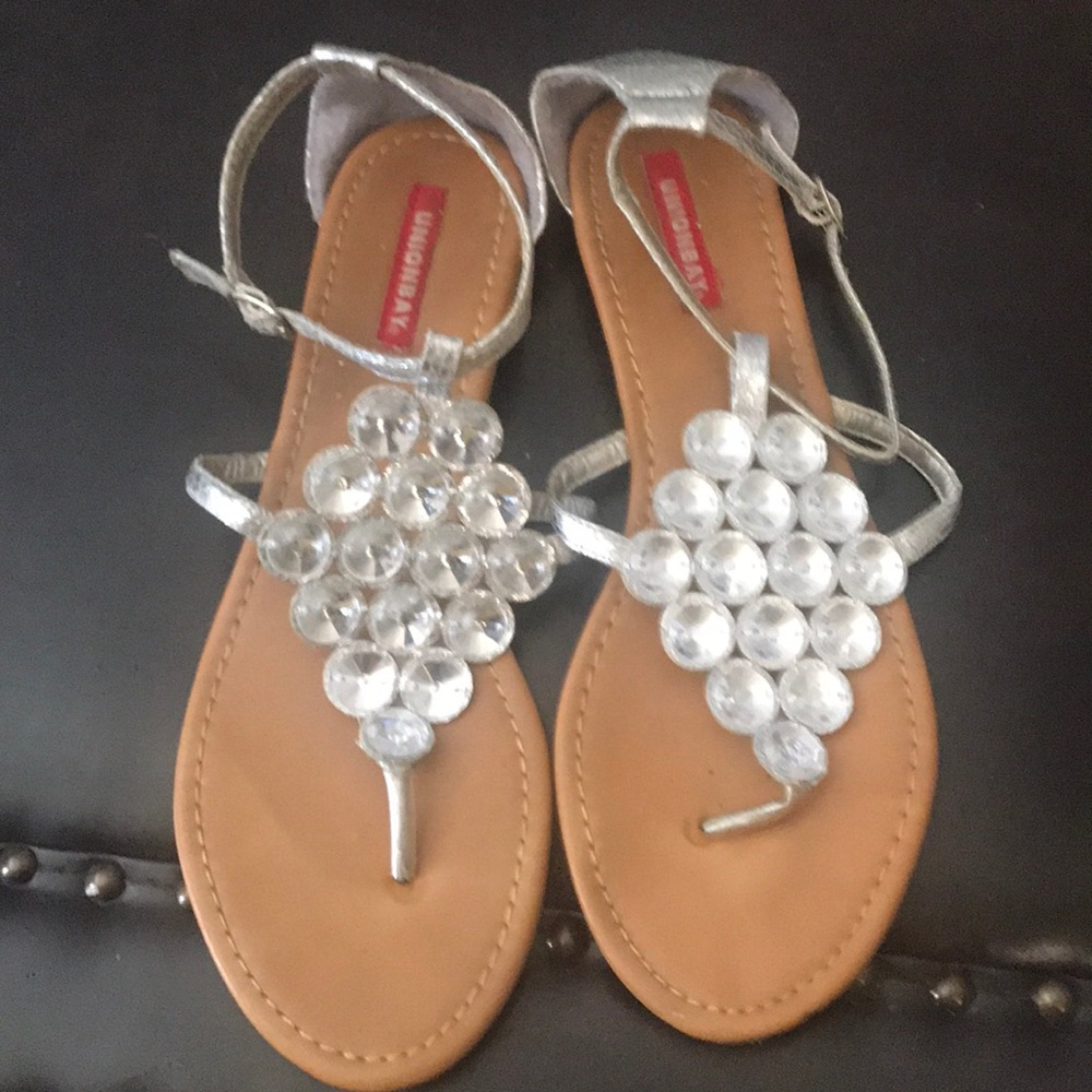 Silver bubble jeweled sandals